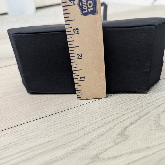 KF Ltd black uniquely shaped evening clutch trapezoid snap closure - Picture 5 of 5